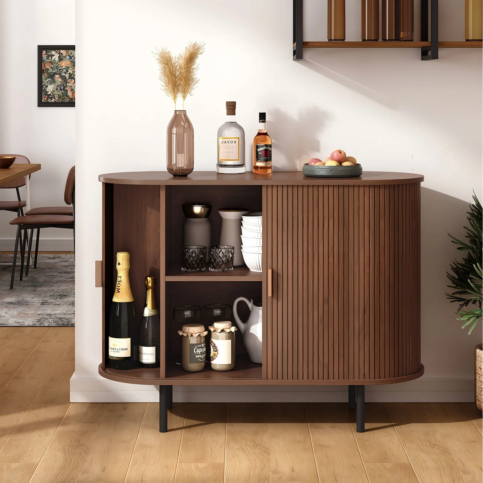 Sideboard Buffet Cabinet with Sliding Door, Storage Cabinet & Adjustable Shelf, Coffee Bar Cabinet Console Table