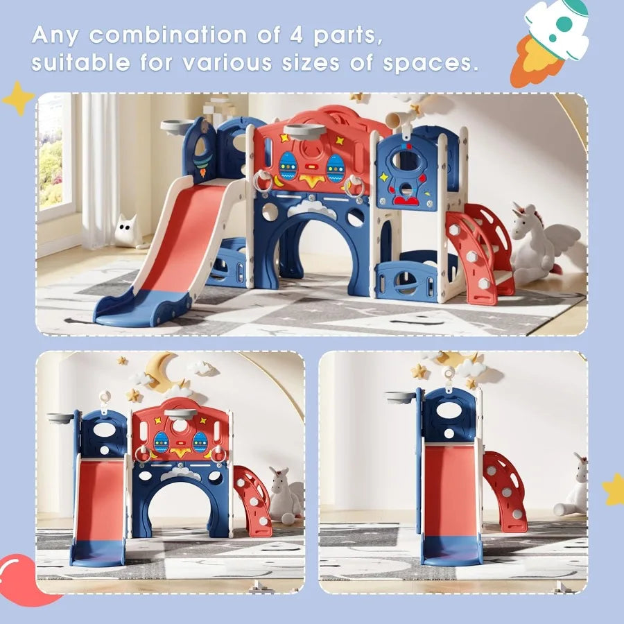 9-in-1 Castle Amusement Playground – Indoor & Outdoor Toddler Playset with Slide