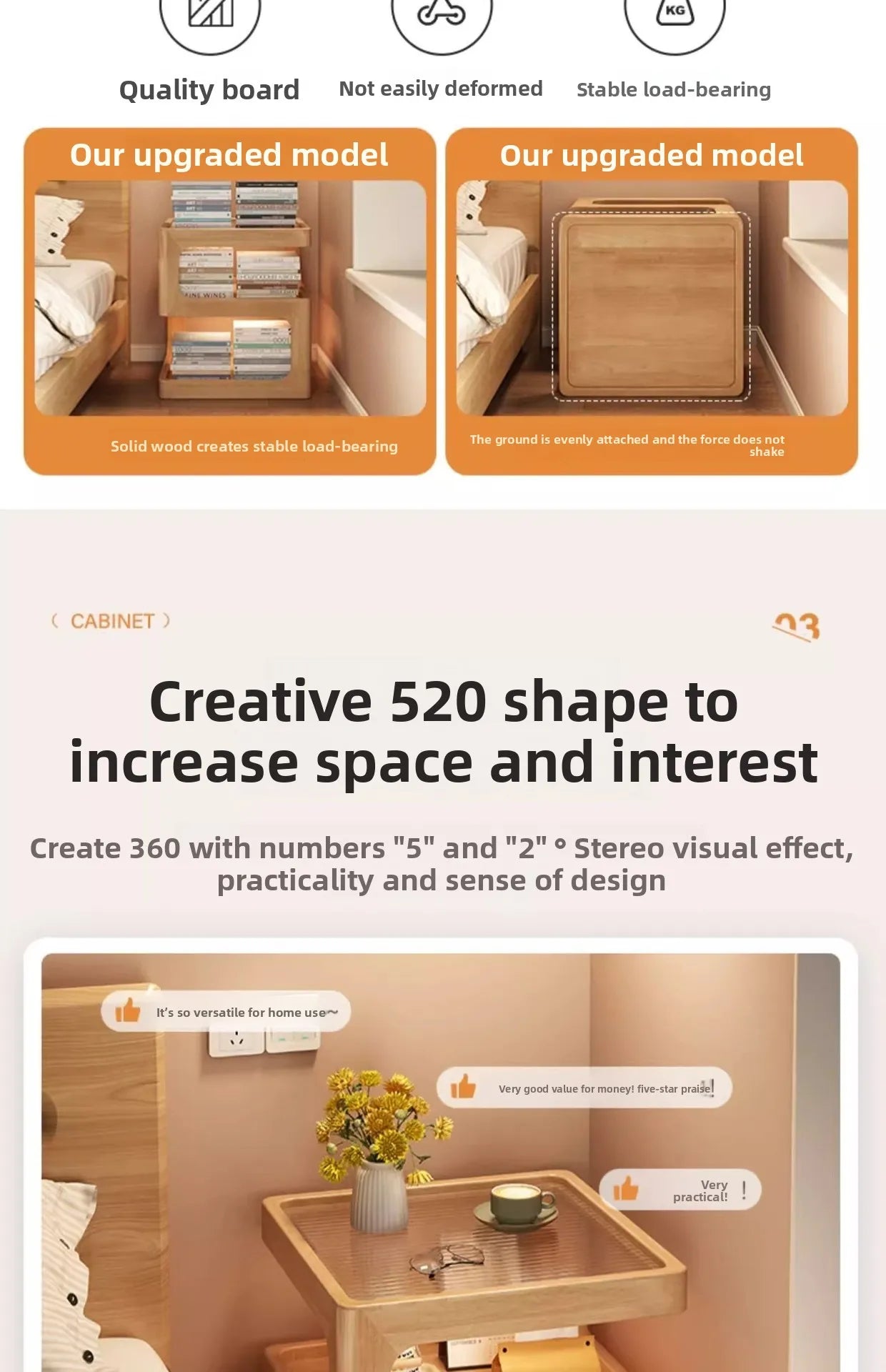 All solid wood bedside table Modern simple bedside table A few light luxury high-end home bedroom bedside storage table