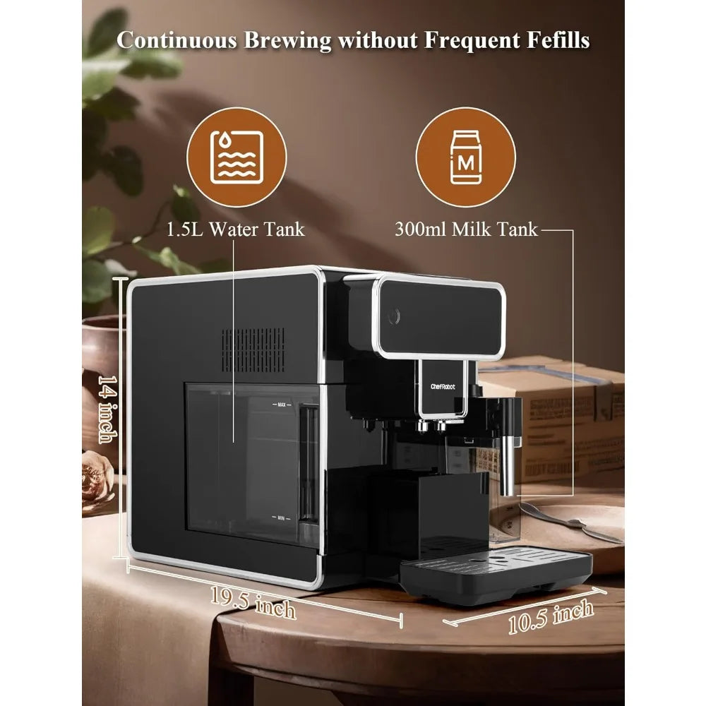 Fully Automatic Espresso Machine – 12-Cup Coffee Maker with One-Touch Cappuccino, Latte & Espresso