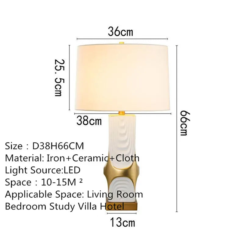 Contemporary Luxury Ceramic Table Lamp LED American Creativity Living Room Bedroom Study Villa Hotel Bedside Desk Light