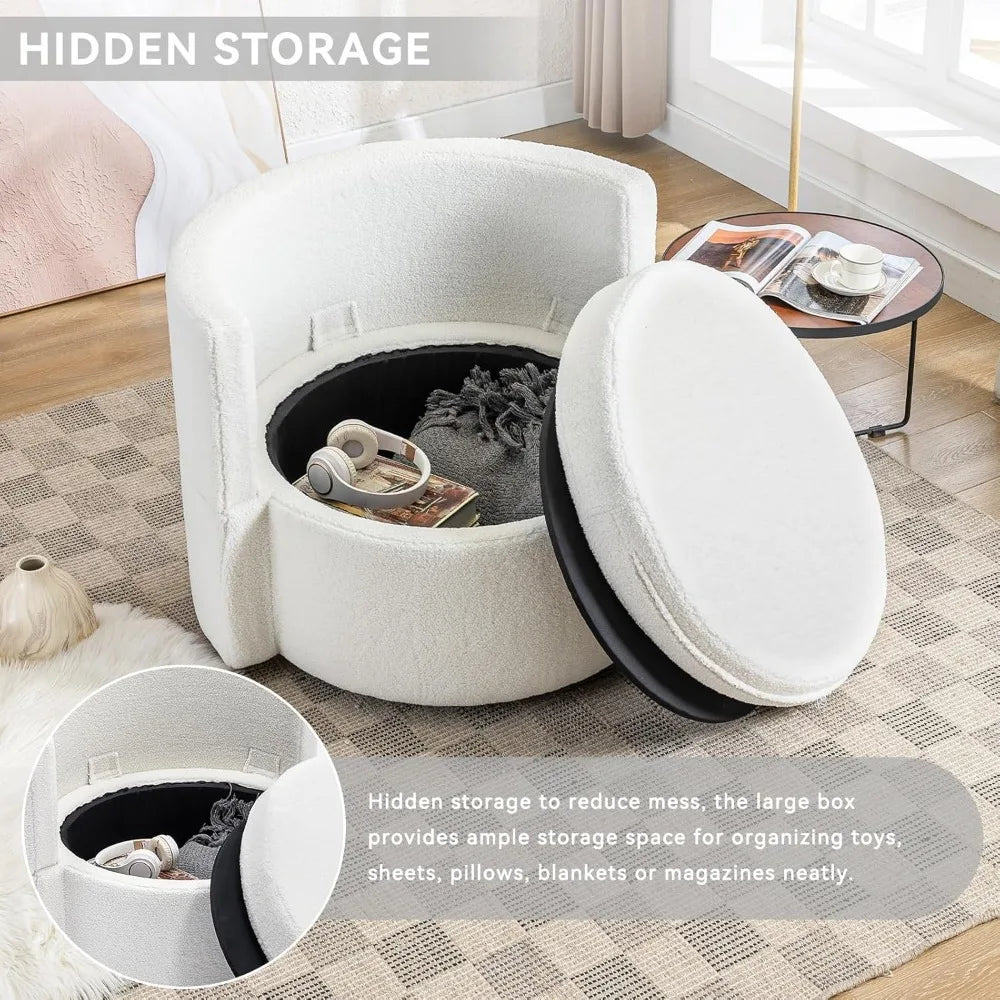 Oversized Swivel Barrel Accent Chair – Modern Bouclé Lounge Club Chair with Pillows