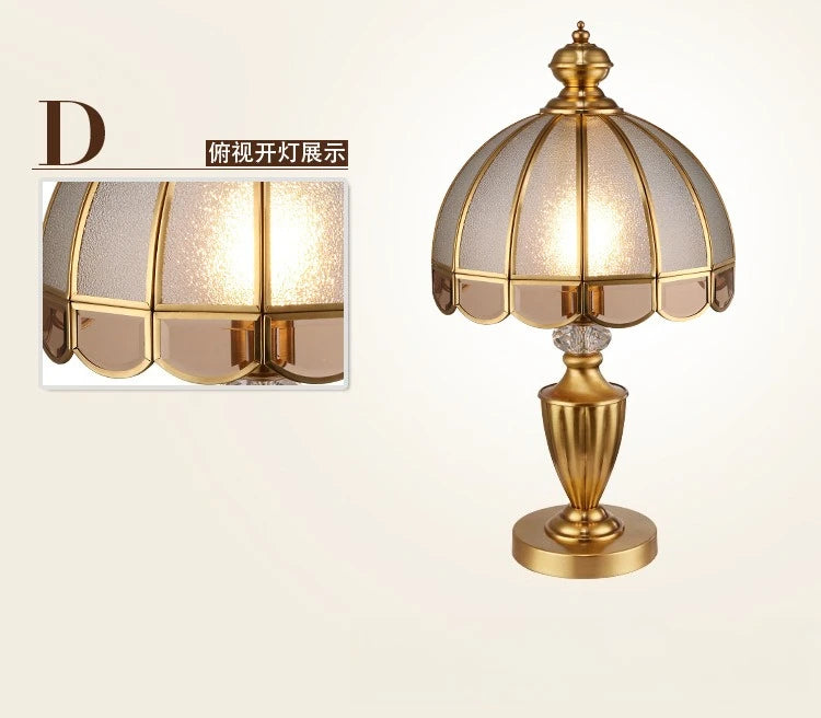 European Modern Brass Luxury Gold Glass Table Lamp LED for Living Room Study Bedroom Retro Decorative Bedside Lamp Decor Home