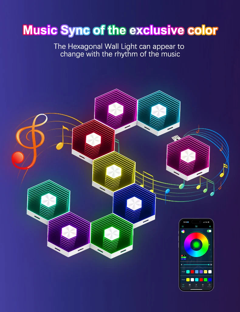 Bluetooth Quantum Lamp Smart App RGB Remote Control 5V Led Esports Atmosphere Light Background Wall Bedroom DIY Decor Wall Lamp