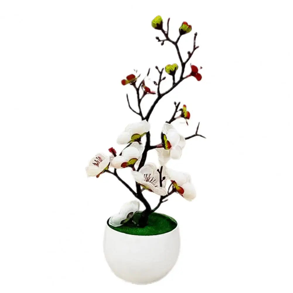 1pcs Bonsai Silk Flowers Plum Artificial Potted Plants Blossoms Simulation Winter Plum Branch Bonsai Wedding Home Room Decorate