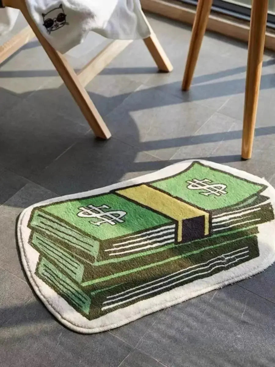 VIKAMA Coin Faux Cashmere Carpet Bathroom Absorbent Non-slip Pad Bedroom Decorative Bedside Rug Dirty Resistant Home Decorating