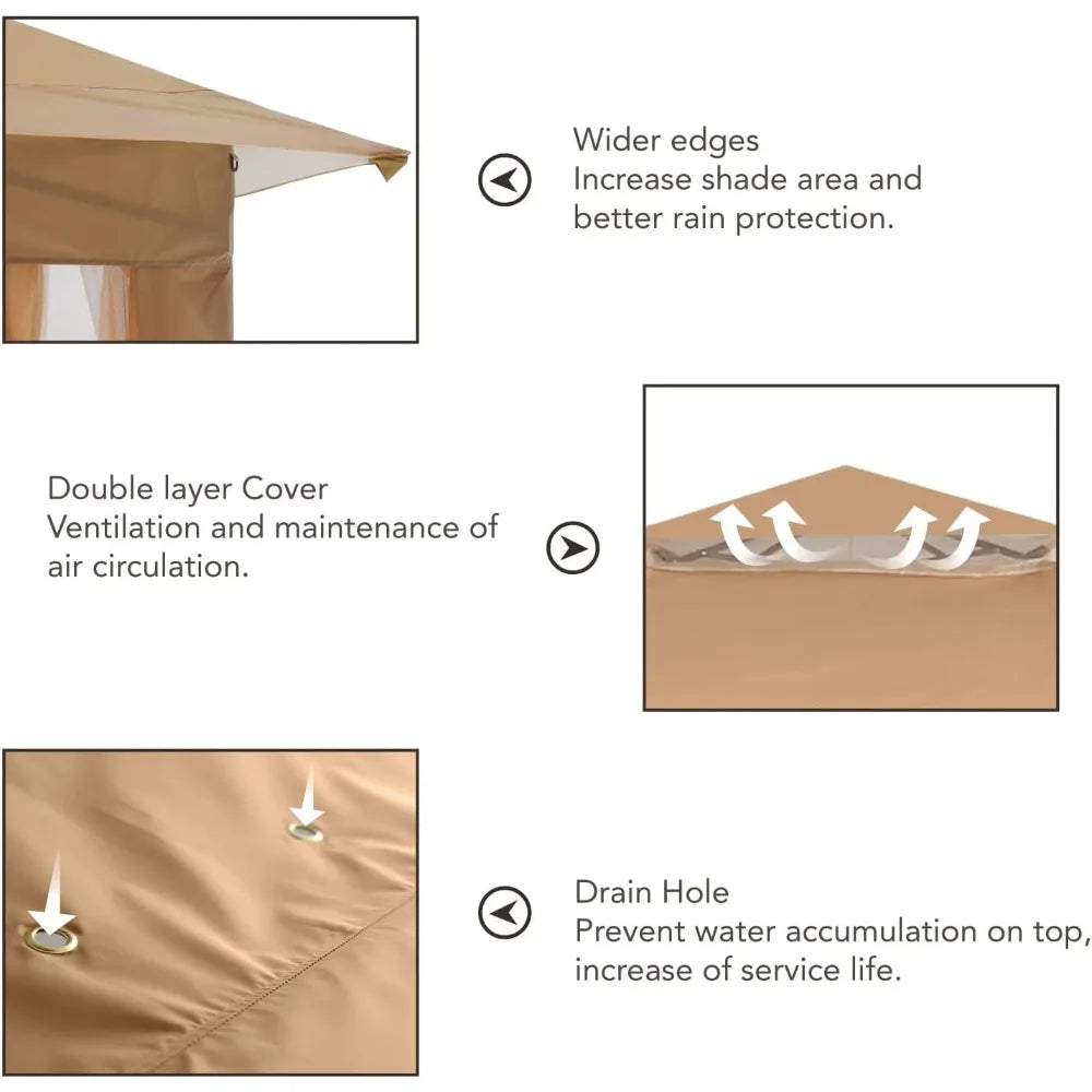13x13 FT Patio Gazebo Outdoor Pop Up Gazebo with Mesh Walls, Sturdy steel frame, Rainproof and UV resistant Pergola