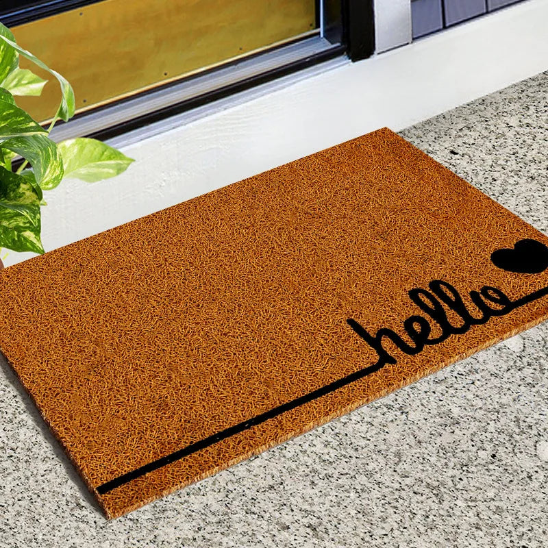 Entrance Doormat Indoor Outdoor PVC Antiwear Non Slip Waterproof Bathroom Carpet Faux Coconut Fiber Rugs Front Door Floor Mats