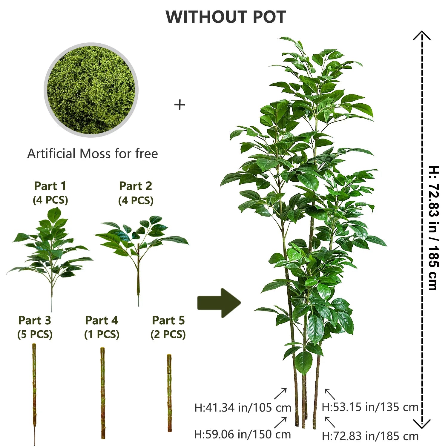 Artificial Green Tree – Realistic Touch Indoor & Outdoor Décor (105–240 cm)