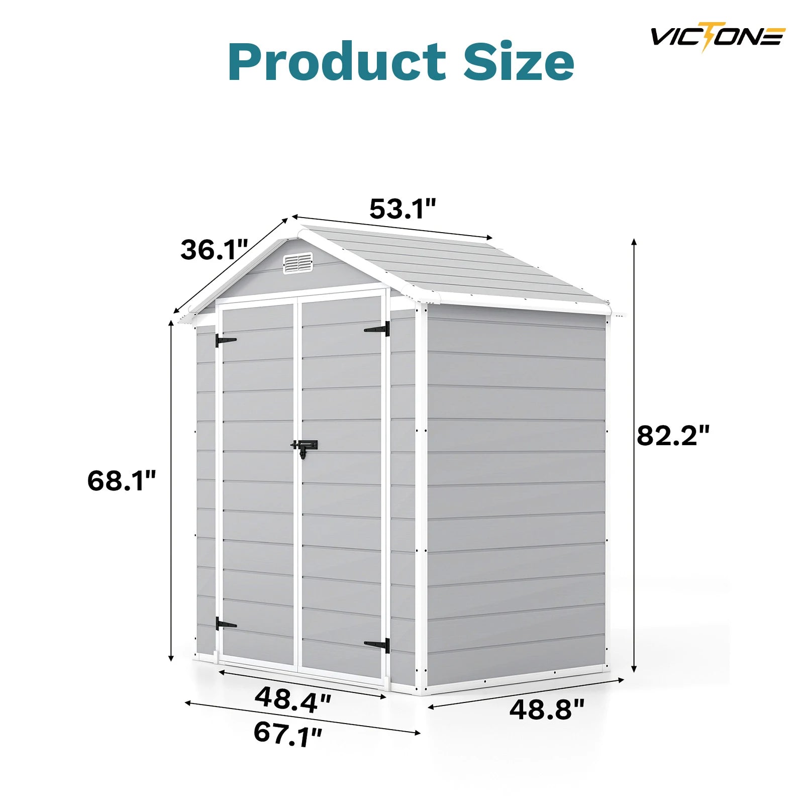 Victone 6' x 4' Plastic Outdoor Storage Shed with Floor, Resin Garden Tool shed with Windowsfor Garden, Backyard, Pool Tools