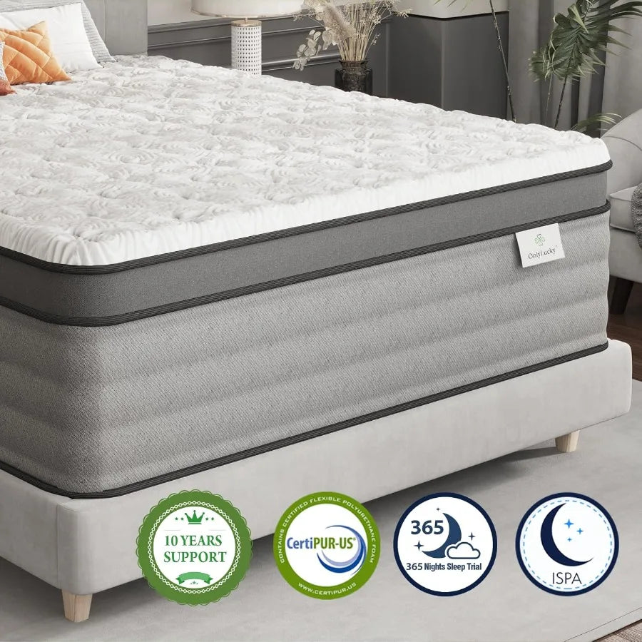 King Size Mattress 14 Inch Medium Firm King Mattress in a Box Gel Memory Foam and Pocket Springs for Back Pain Relief Extra Lum