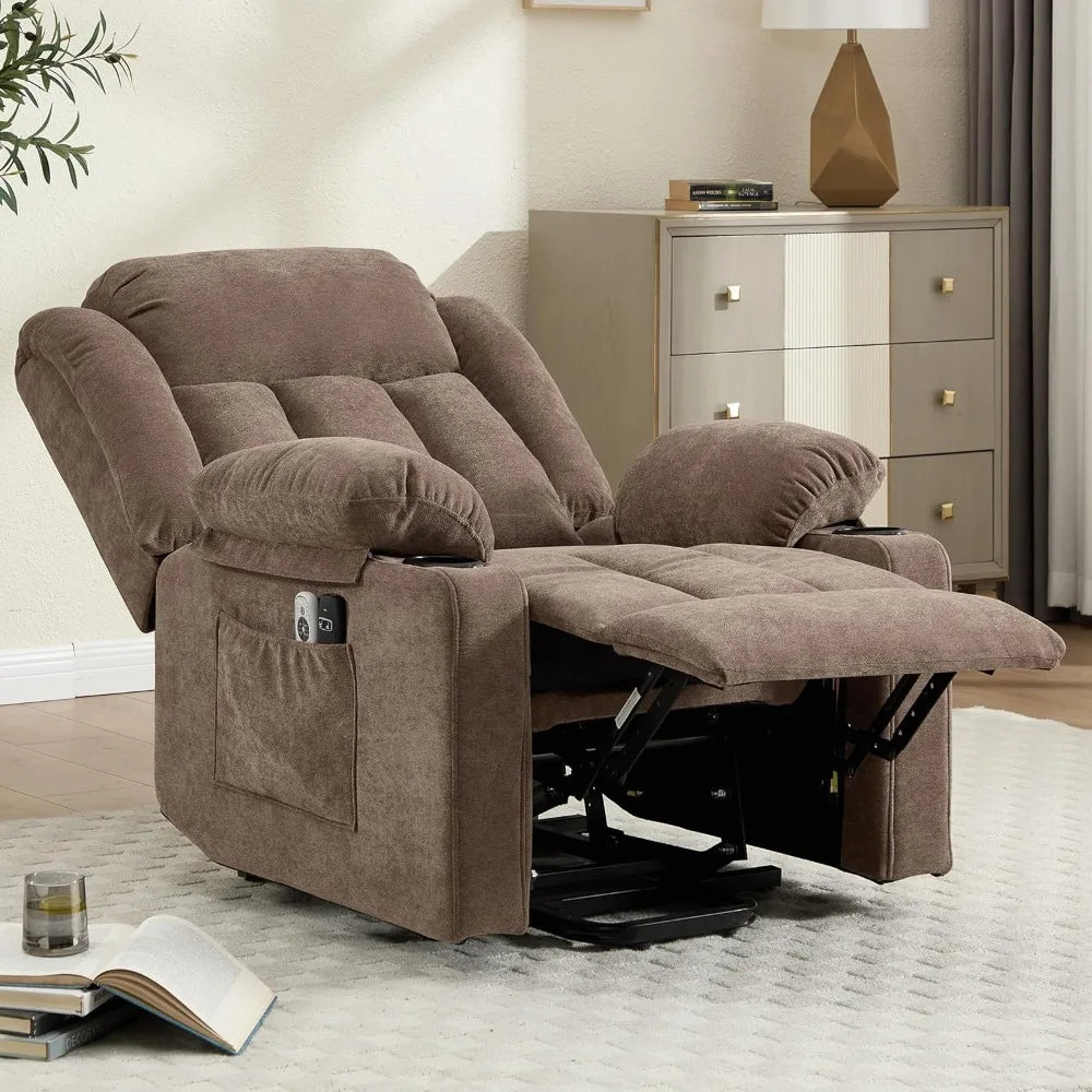 Lift Recliner Chair for Elderly with Massage and Heat, Reclining Sofa Chair with USB & Type-C Ports and Cup Holders, L1288