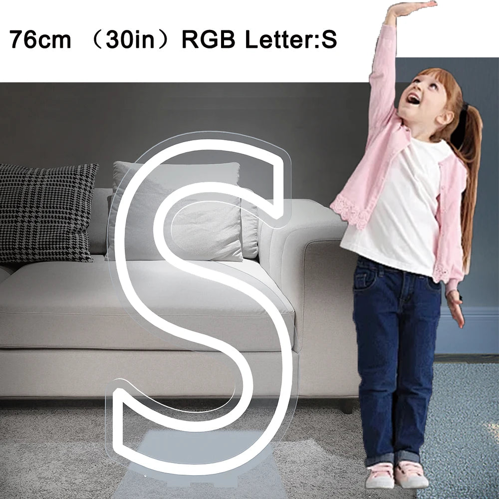 76cm Large Light up Letter Sign 26 Alphabet Stand up Lighting for Wedding Birthday Party Home Bar Decor