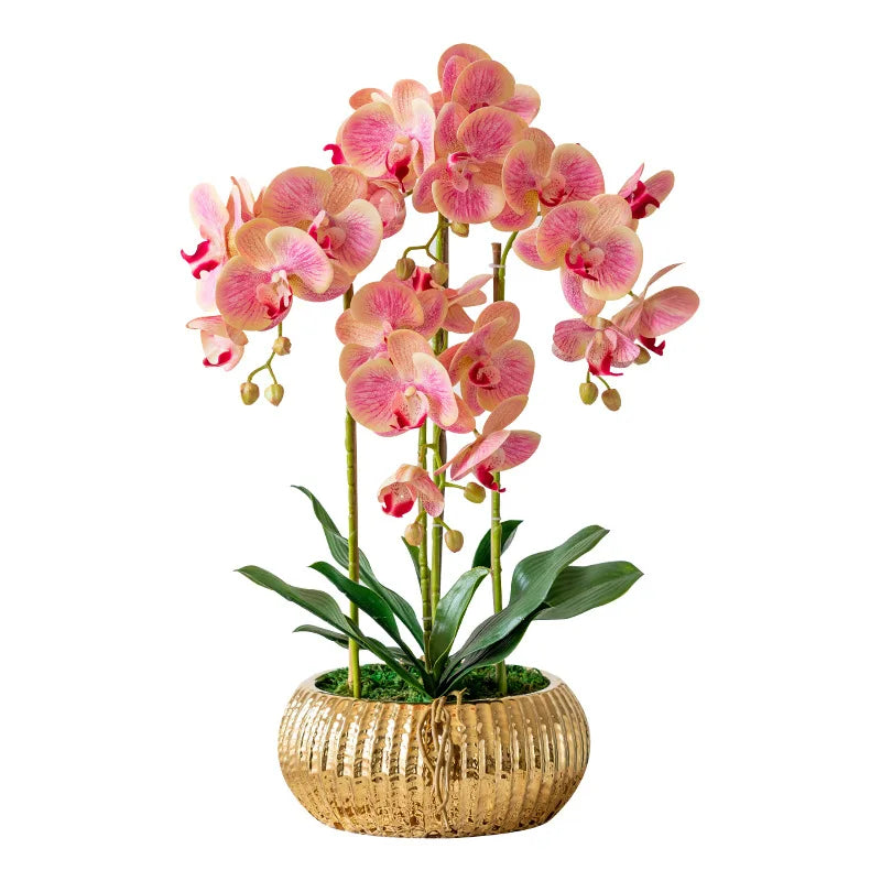 Artificial orchids in vase White orchids Silk imitation Phalaenopsis plants Potted plants Imitation flowers