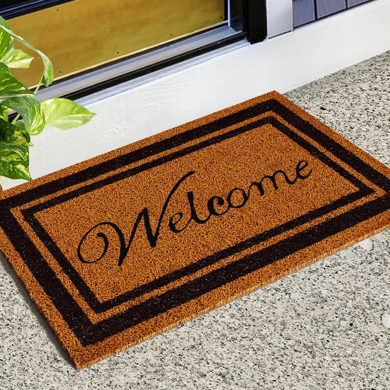 Entrance Doormat Indoor Outdoor PVC Antiwear Non Slip Waterproof Bathroom Carpet Faux Coconut Fiber Rugs Front Door Floor Mats