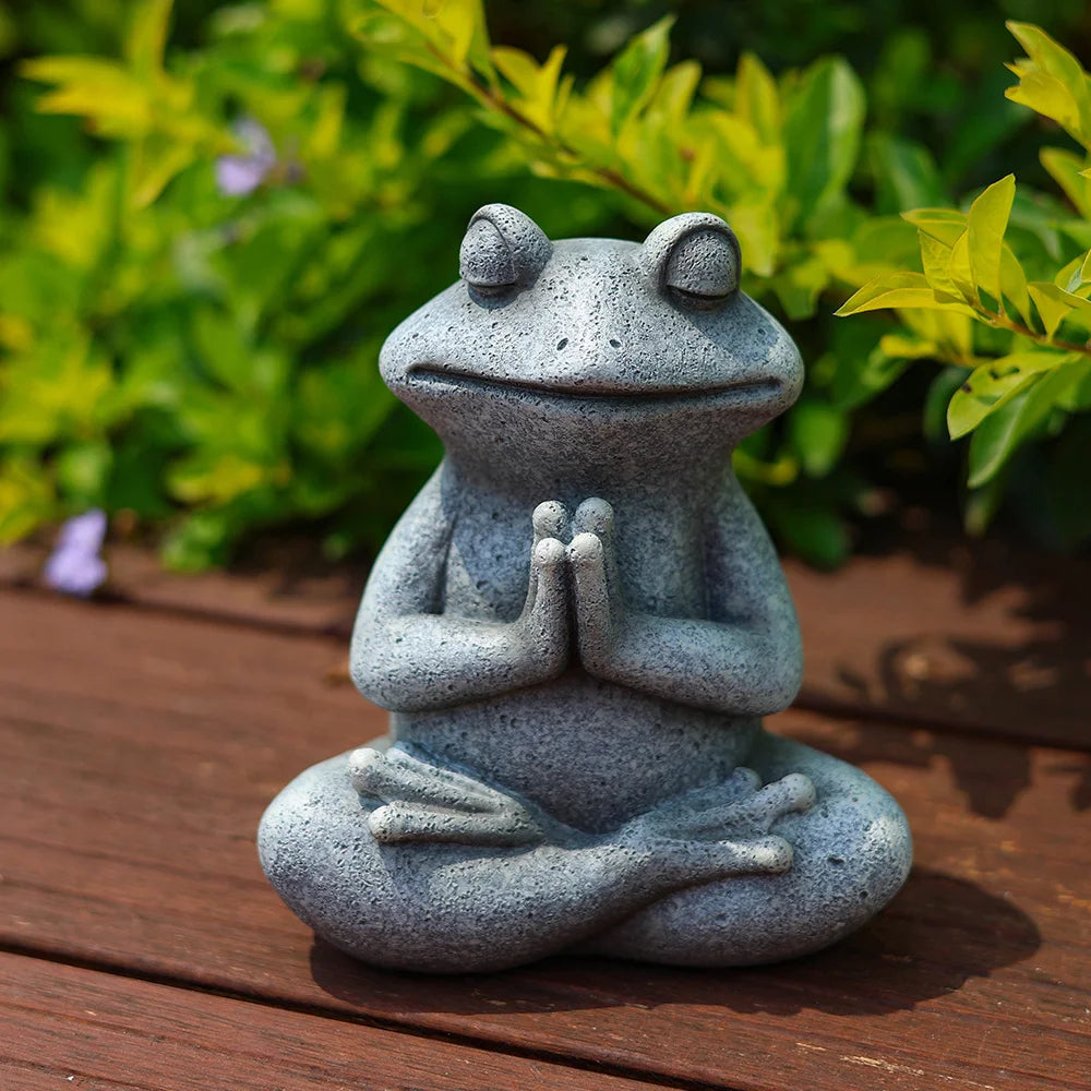 RAKKS Frog Garden Decoration Resin Animal Crafts Meditation Meditation Statues Outdoor Patio Lawn Decoration Pieces
