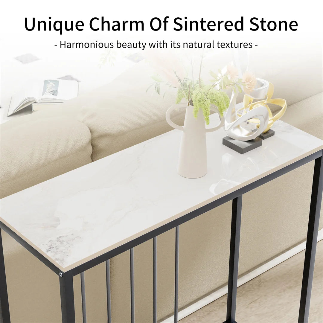 LUVODI Rectangle Console Entry Table Storage Accent Table Behind Sofa for Entryway with Black Metal Frame,