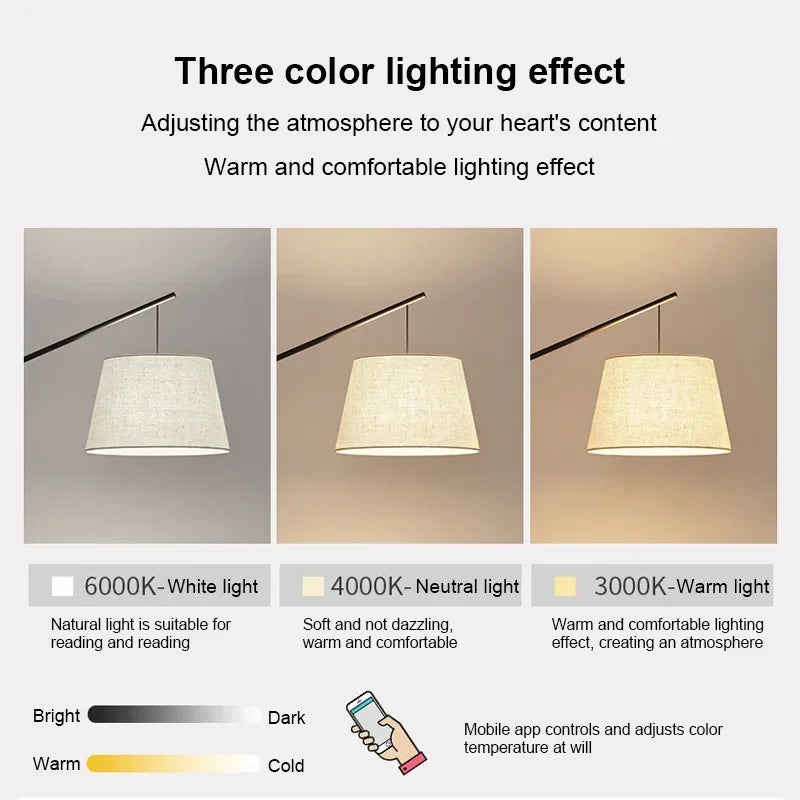 SOFEINA Nordic Black Fishing Floor Lamp Modern Family Living Room Beside The Sofa Creative LED Decorative Standing Light