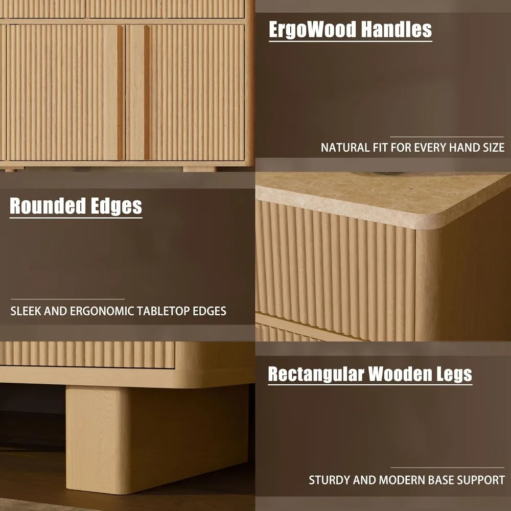 63" Wide Sideboard Buffet Cabinet with Storage, Modern Buffet with 3 Drawers and 4 Doors, Storage Cabinet with 2 Reinforced Legs