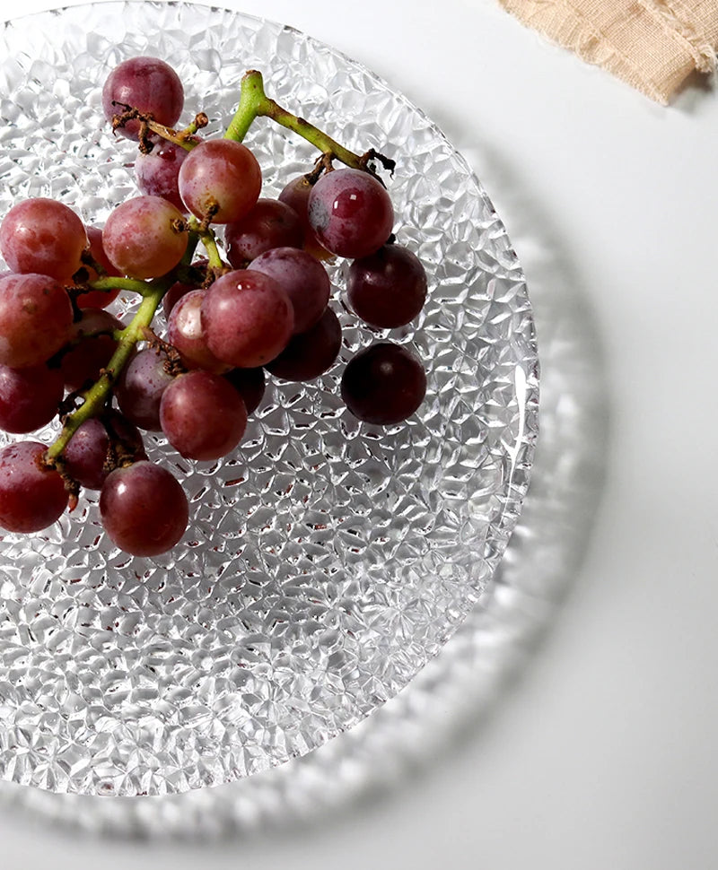 9.5″ Raindrop Embossed Glass Dinner Plate – Decorative Charger & Serving Platter