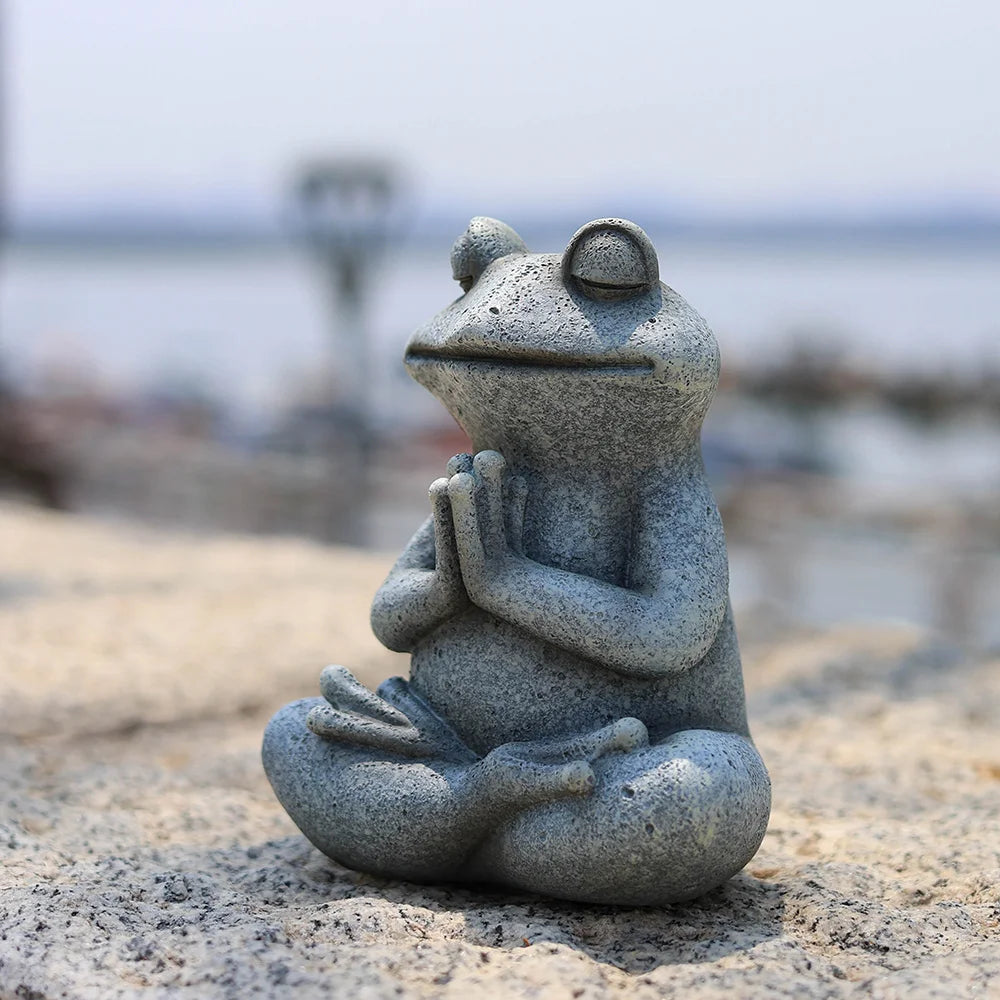 RAKKS Frog Garden Decoration Resin Animal Crafts Meditation Meditation Statues Outdoor Patio Lawn Decoration Pieces