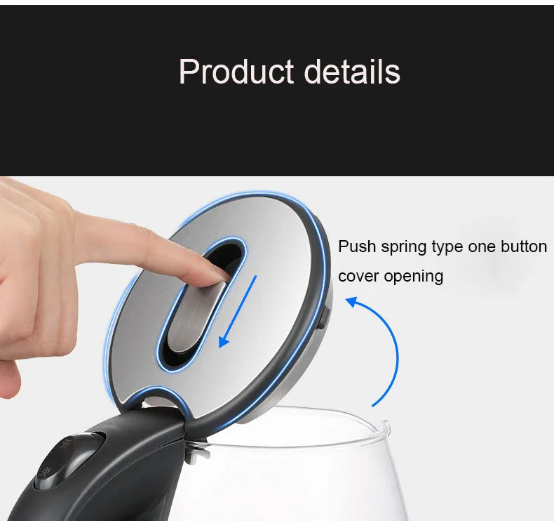 Electric Glass Kettle – 1.5L Borosilicate Tea Kettle with Fast Boil Heating Base