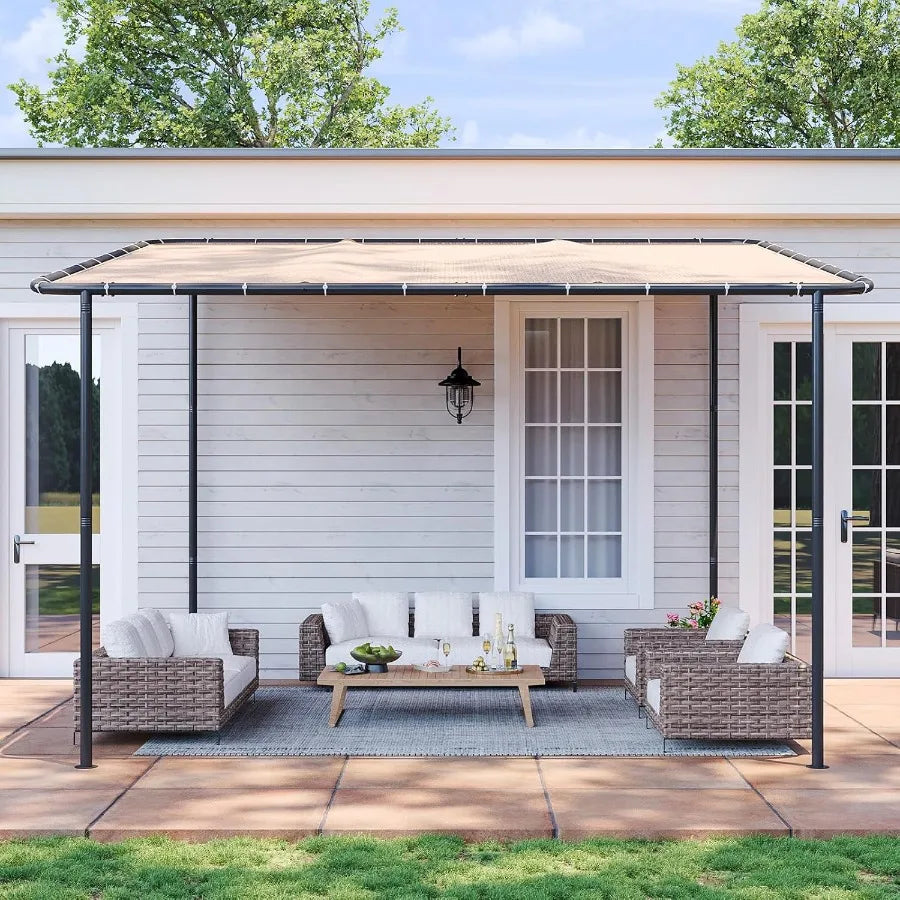 Lean-To Gazebo Pergola – 10 ft × 12 ft Wall-Mounted Canopy