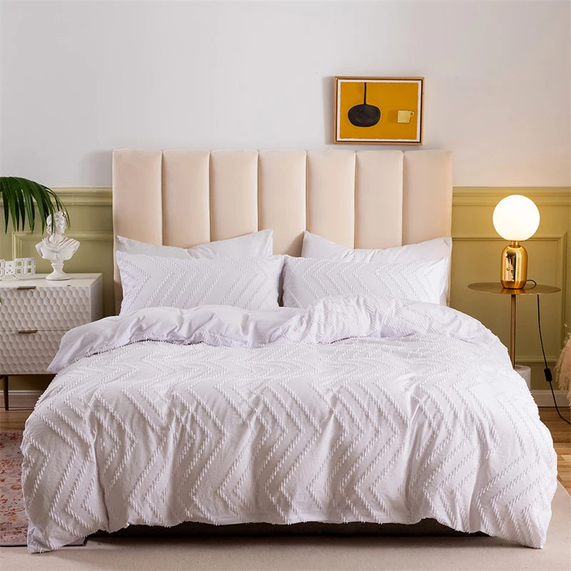 2pcs/3pcs Wave Tufted Design Duvet Cover Set for All Seasons Queen Size Comfortable Soft Comforter Cover Bedding Set for Bedroom