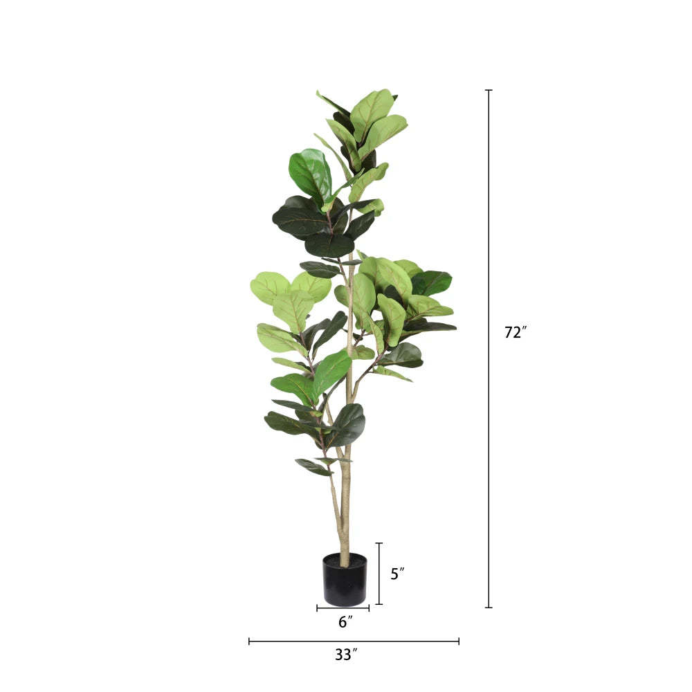 Real Touch Fake 6FT Artificial Fiddle Leaf Fig Tree Indoor Plant 1pc Set For Home Office Living Room Corner Decoration