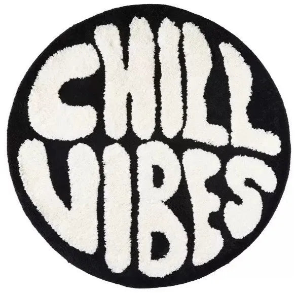 Simple Round Tufted Bedroom Rug Soft Fluffy Letters Mat Bedside Carpet Floor Anti Slip Mat Aesthetic Home Sofa Room Decor