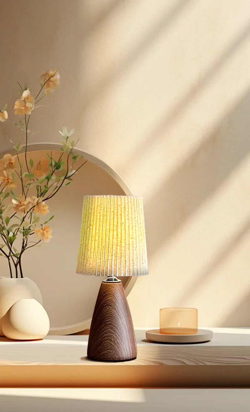LED Table Lamp Retro Bedroom Fabric Pleated USB Study For Home Room Decor Desktop Decorative Ambiance Bedrooms Bedside Desk Lamp