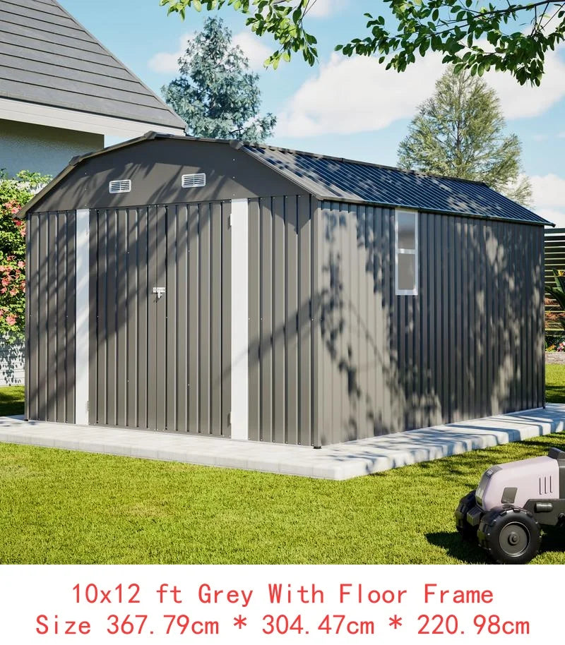 Outdoor Steel Storage Shed – 10 ft × 12 ft Heavy-Duty Tool Shed