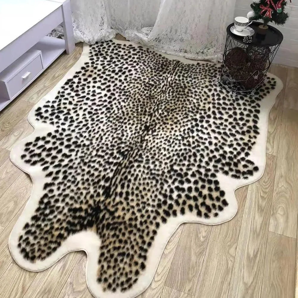 Leopard Print Rug, Cheetah Rugs Faux Cowhide Hide Skin Rug Animal Cheetah Printed Area Rug Carpet for Bedroom Livingroom Home Of