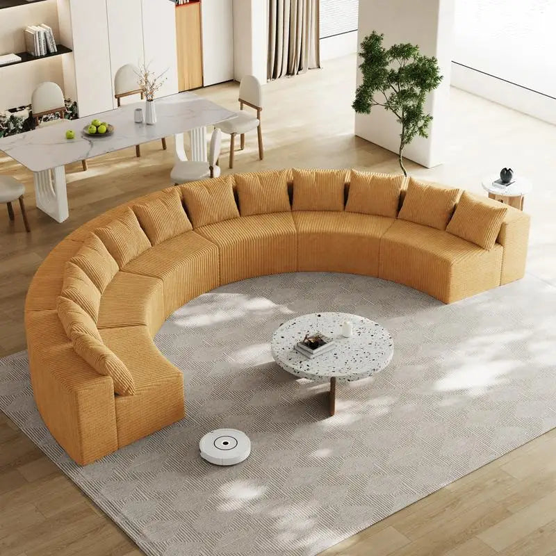 Curved Modular Sectional Foam Sofa with 12 Pillows, Semi-Circular Design for Living Room, Bedroom, Office, Leisure, Nap,