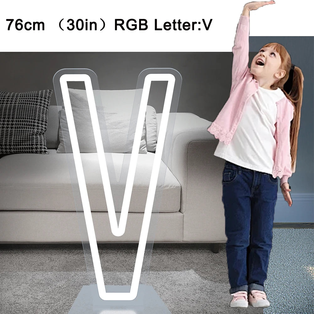 76cm Large Light up Letter Sign 26 Alphabet Stand up Lighting for Wedding Birthday Party Home Bar Decor