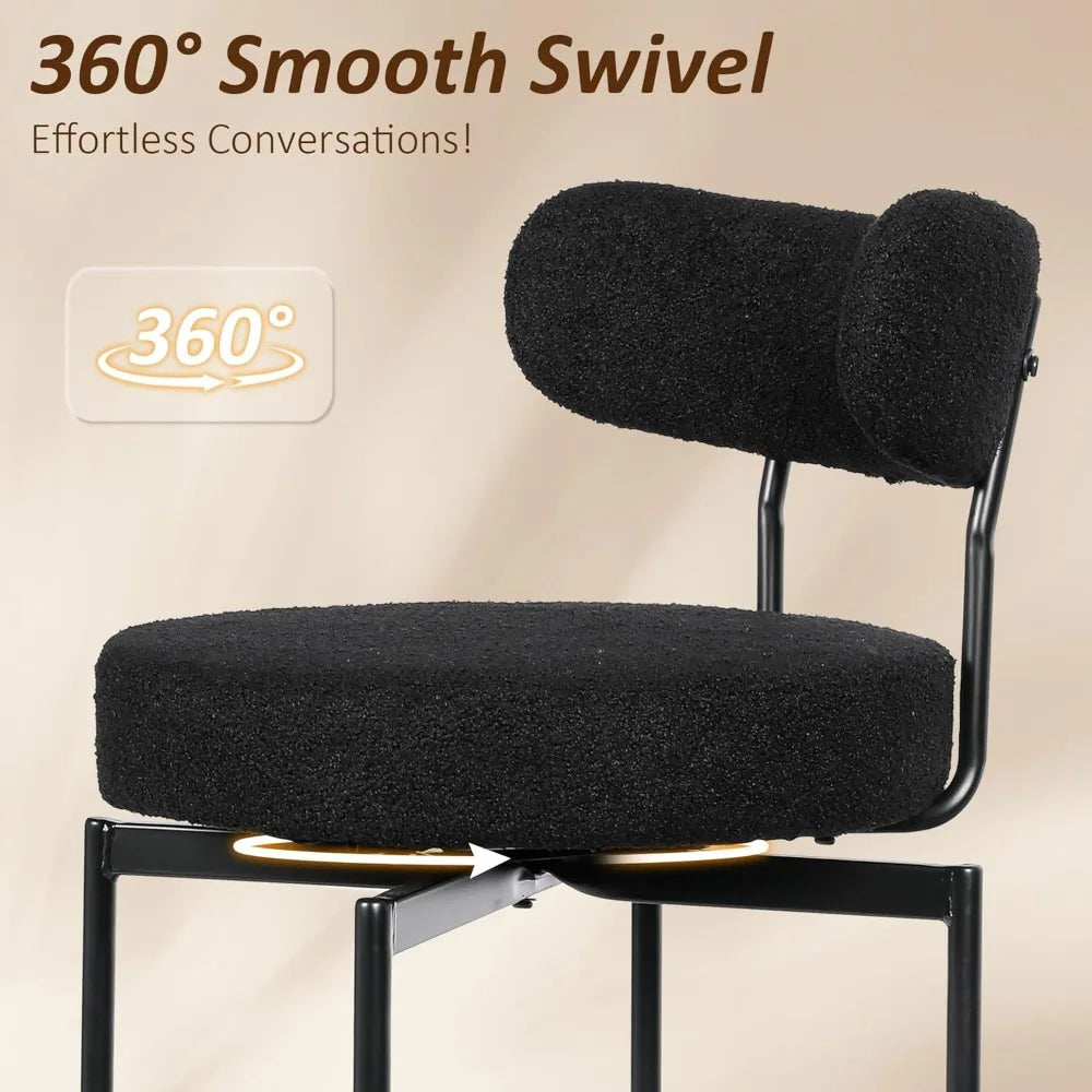 Modern Black Swivel Counter-Height Bar Stools with Back (Set of 4)
