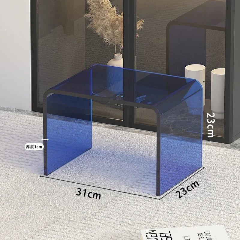 Nordic Acrylic Makeup Stool – Transparent Shoe Changing Bench