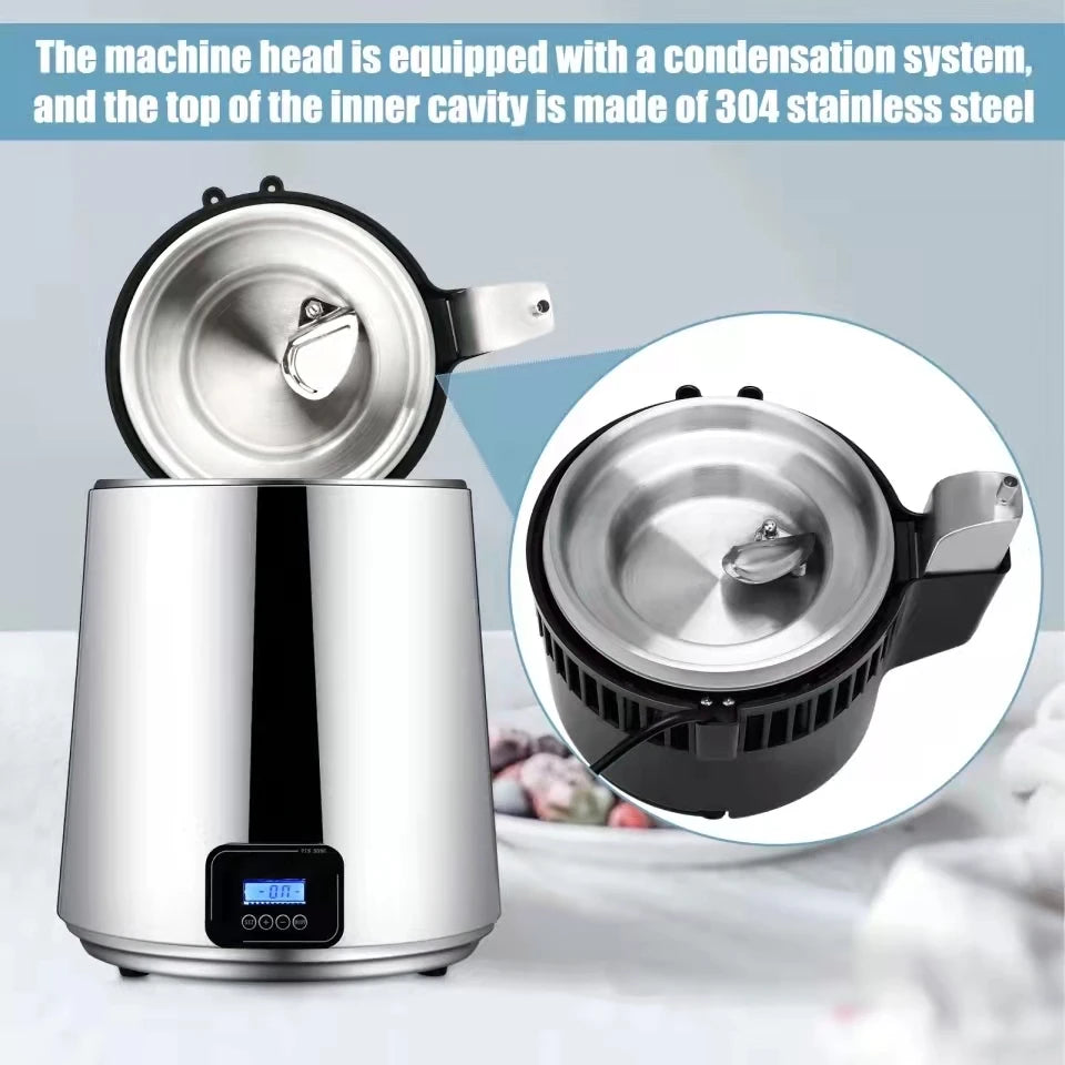 4L Water Distiller Machine – 750W Stainless Steel with Glass Container