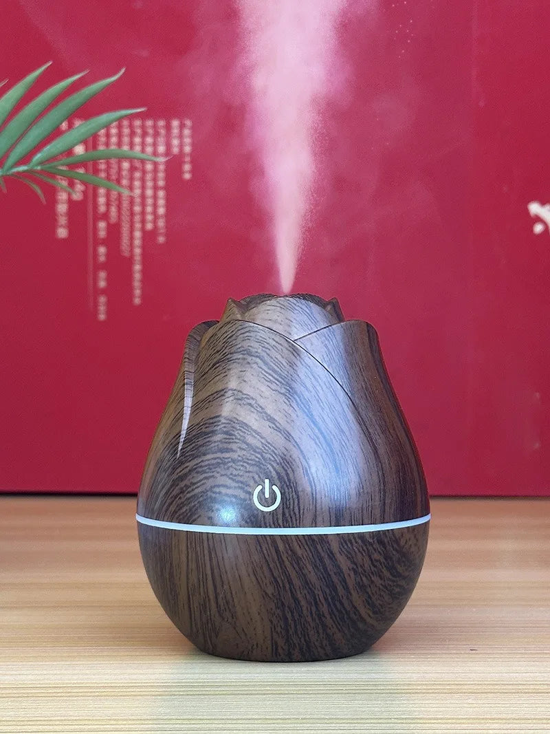 Rose wood grain humidifier USB car silent bedroom water replenishment colorful gradient light aromatherapy machine