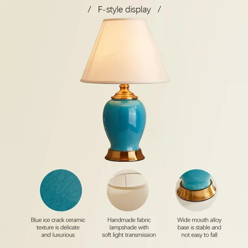 Ceramic Table Lamp LED Luxury Modern Creative Flower Pattern Desk Lights For Home Living Room Bedroom Bedside