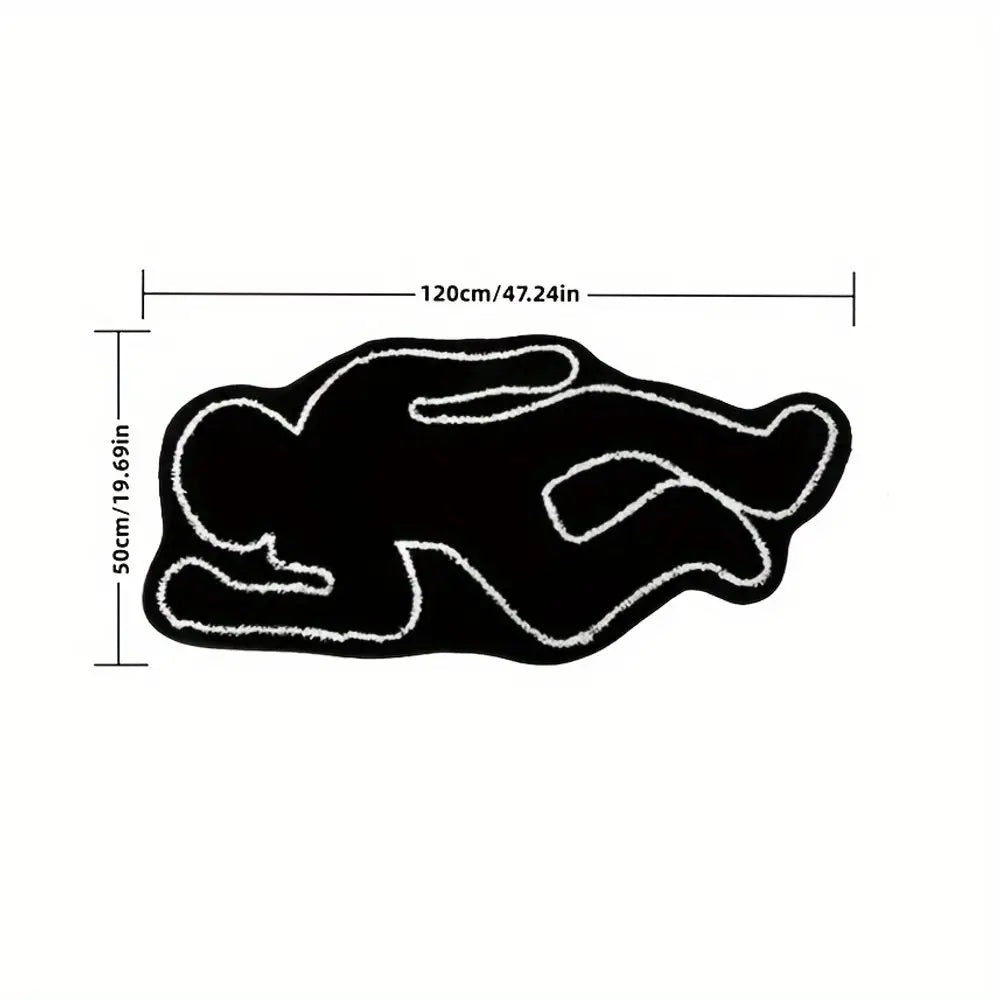 VIKAMA Plush Humanoid Area Rug Black Creative Shadow Motif Carpet for Living Room Bedroom Washable Floor Mat Home Decor Doormat