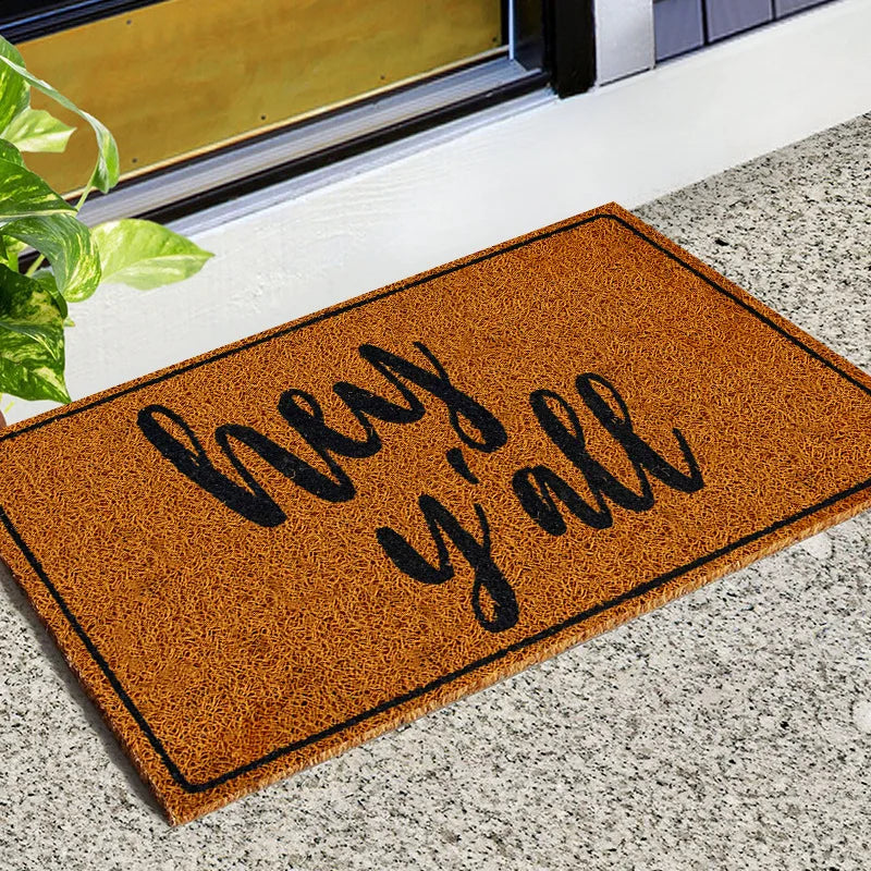 Entrance Doormat Indoor Outdoor PVC Antiwear Non Slip Waterproof Bathroom Carpet Faux Coconut Fiber Rugs Front Door Floor Mats