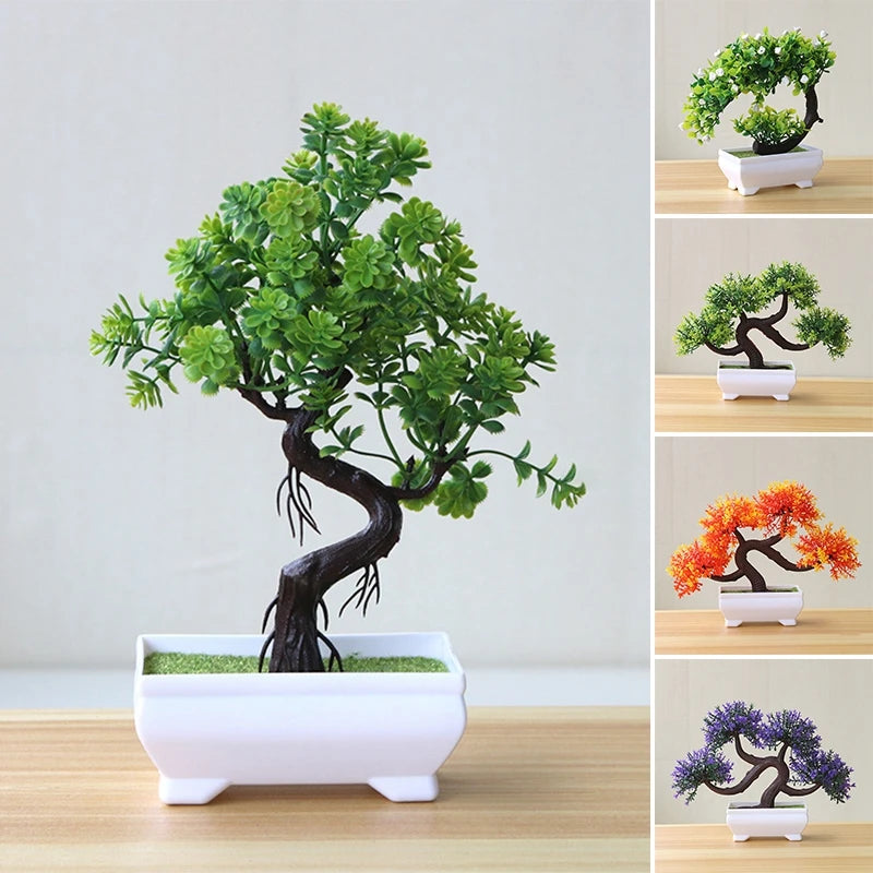 Artificial Potted Flowers Plants Bonsai Fake Plant Flower Potted Ornaments for Garden Small Simulated Tree Home Decor Supplies