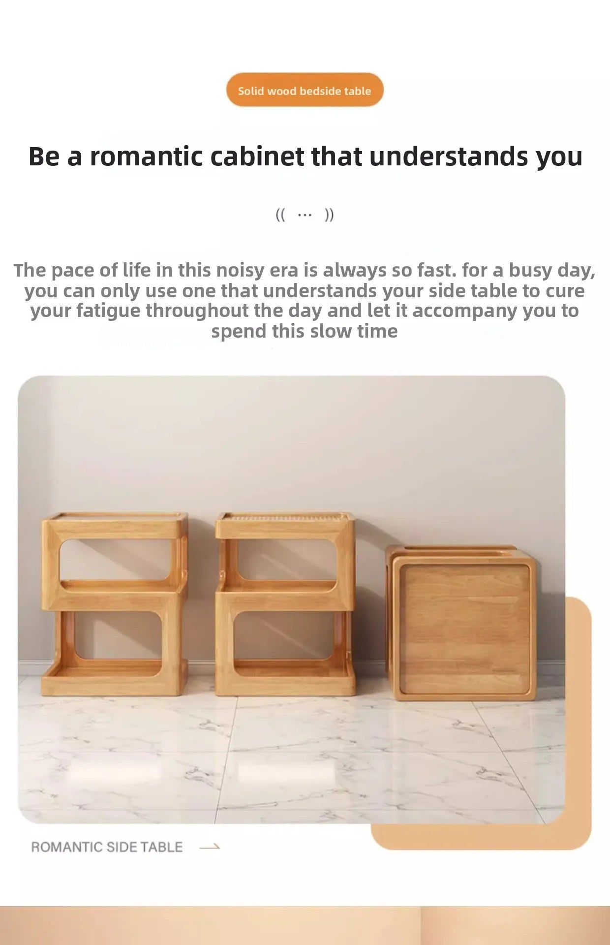 All solid wood bedside table Modern simple bedside table A few light luxury high-end home bedroom bedside storage table