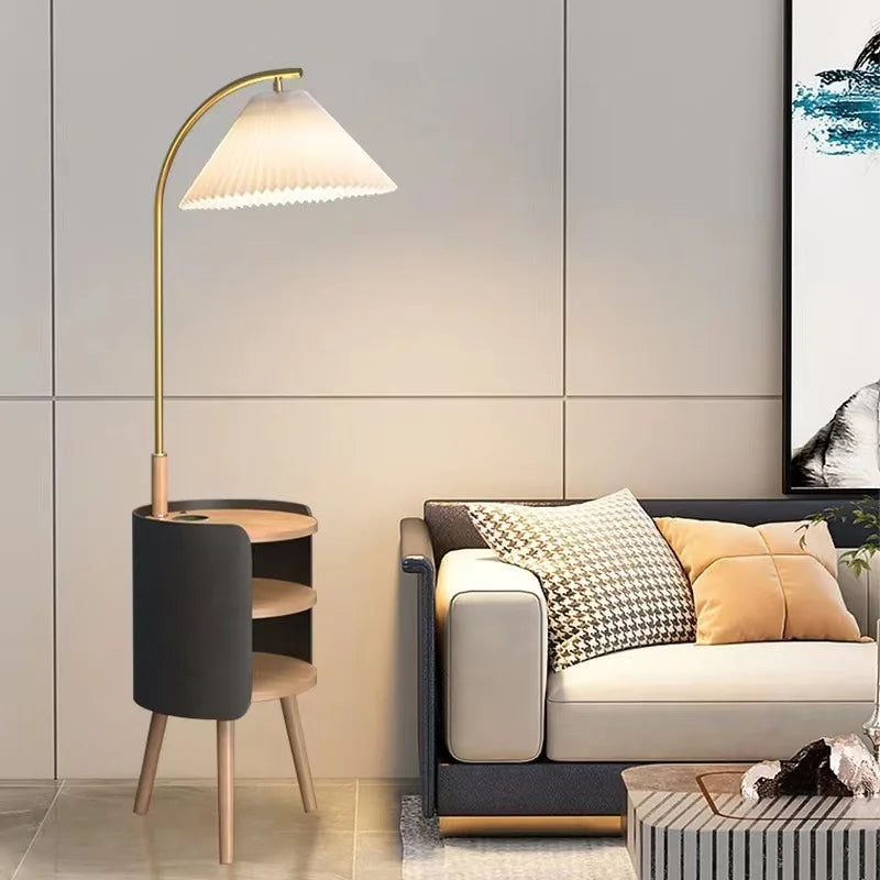 Scandinavian Luxury  with Side Table Round Nightstand for Living Room Sofa Bedside Lighting Room Decoration Light Floor Lamp LED