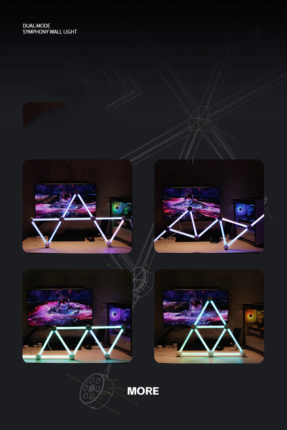 RGB LED Wall Lamp Smart WIFI APP DIY Free Splicing Atmosphere Night Light Music Rhythm TV Backlight Bedroom Game Room Decor Lamp