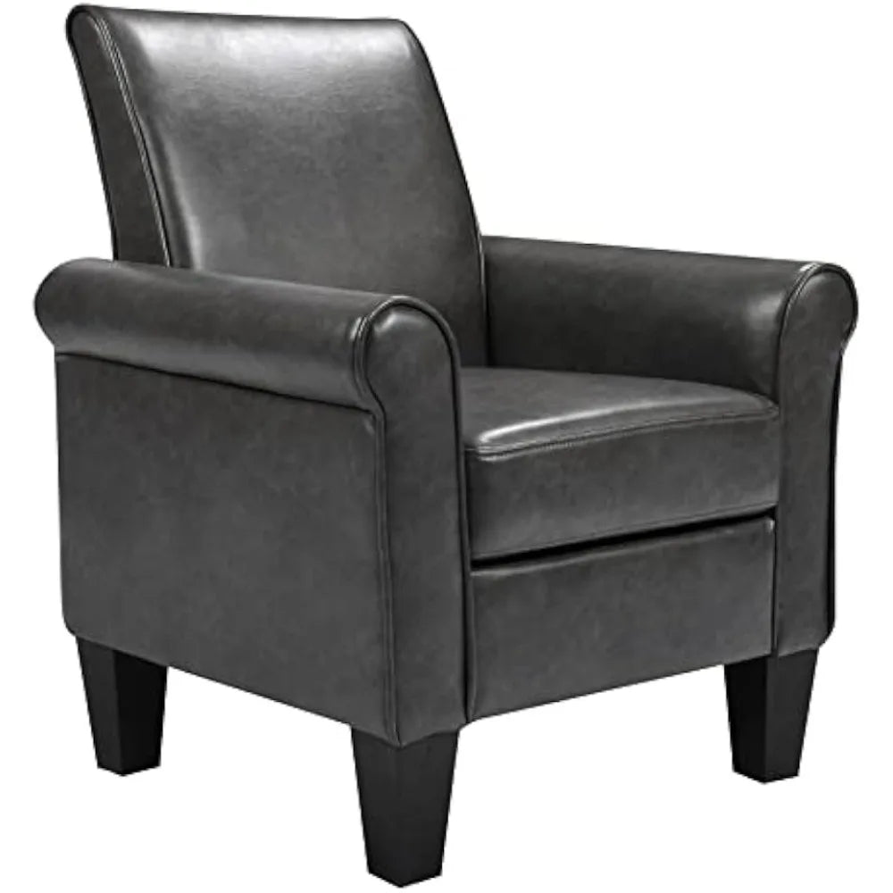 Faux Leather Accent Chair – Modern Club Armchair in Grey