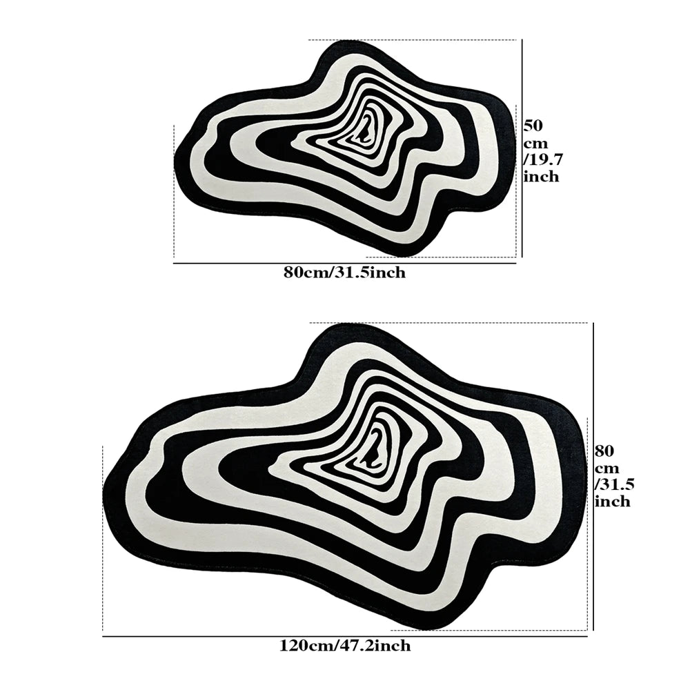 VIKAMA Trendy Creative Irregular Black And White Abstract Carpet For Living Room Coffee Table And Floor Mat Home Decoration