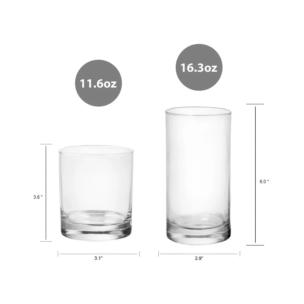 12 Piece Clear Drinkware Set Cooler Tennyson Glasses Ideal Juice Water Mixed Drinks Durable Easy to Clean Versatile Tableware