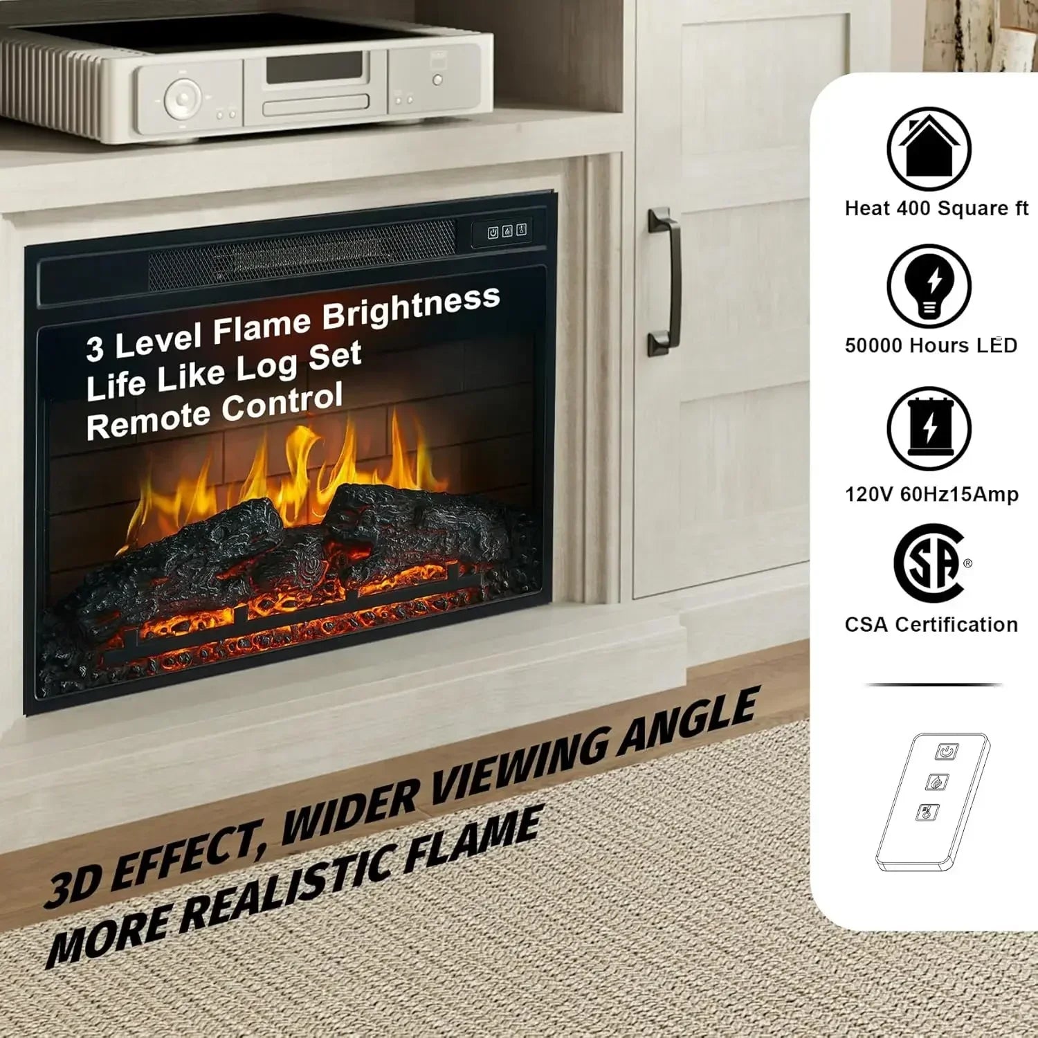 59 Inch TV Stand with 3D Fireplace, Modern Media Entertainment Center, Tv Console Table  Storage Cabinets, Highboy, White